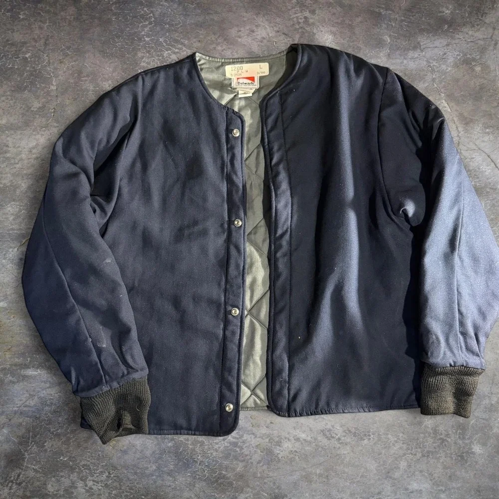 Vintage 1999 Bulwark Nomex FR Jacket L Navy Quilted Liner Fire Resistant LNL2NV